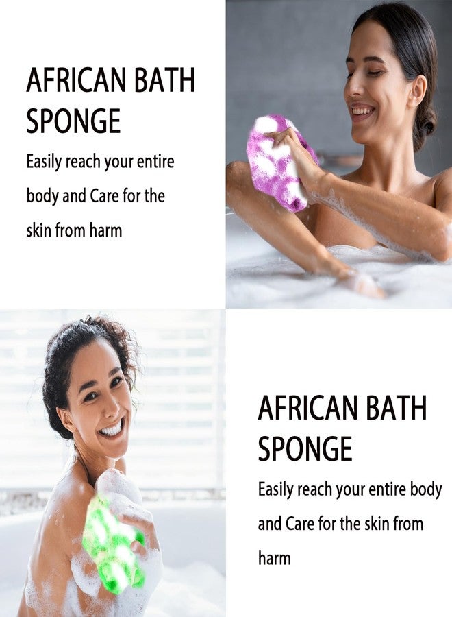 UJFQBH Authentic African Net Sponge - 2 Pcs Natural Exfoliating Net Scrubber, Gentle for Sensitive Skin, Deep Clean Body, Back & Legs, Fast Drying & Odor-Free（Green & Purple） - Image 5